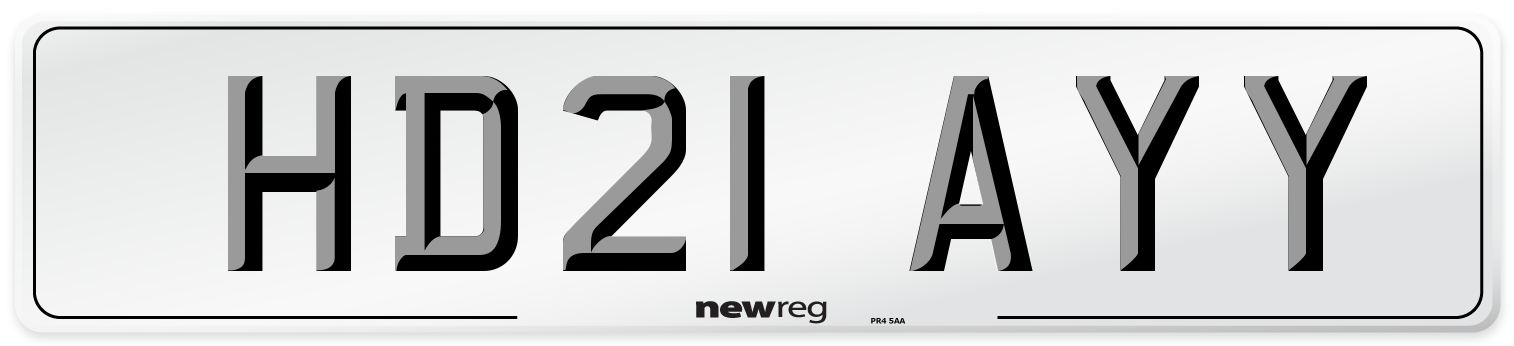 HD21 AYY Number Plate from New Reg